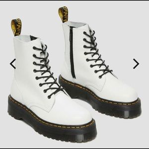 Dr Martens Jadon White smooth leather lace up platform trendy bold combat boots